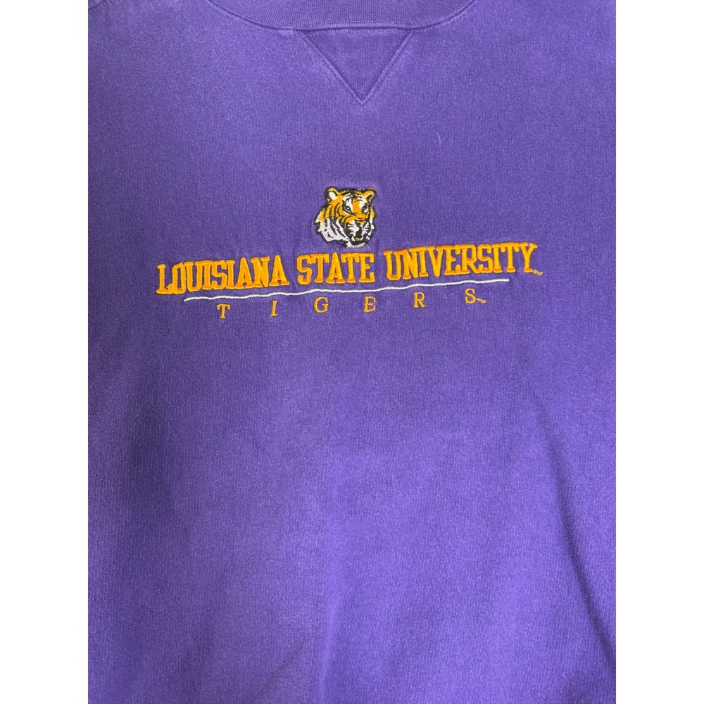 Vintage 90s Cadre LSU Tigers Sweatshirt Purple Embroidered XL 304 - Picture 3 of 6